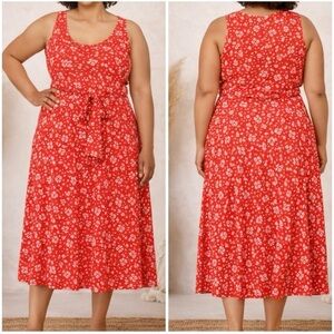 Lauren Ralph Lauren Zawato Midi Dress in Red Floral